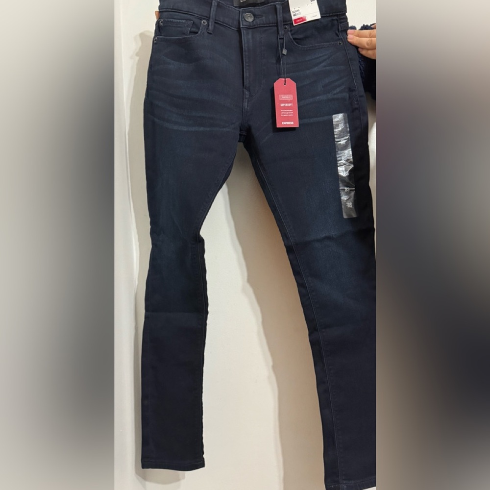 Express Women's Skinny Jeans - Dark Blue